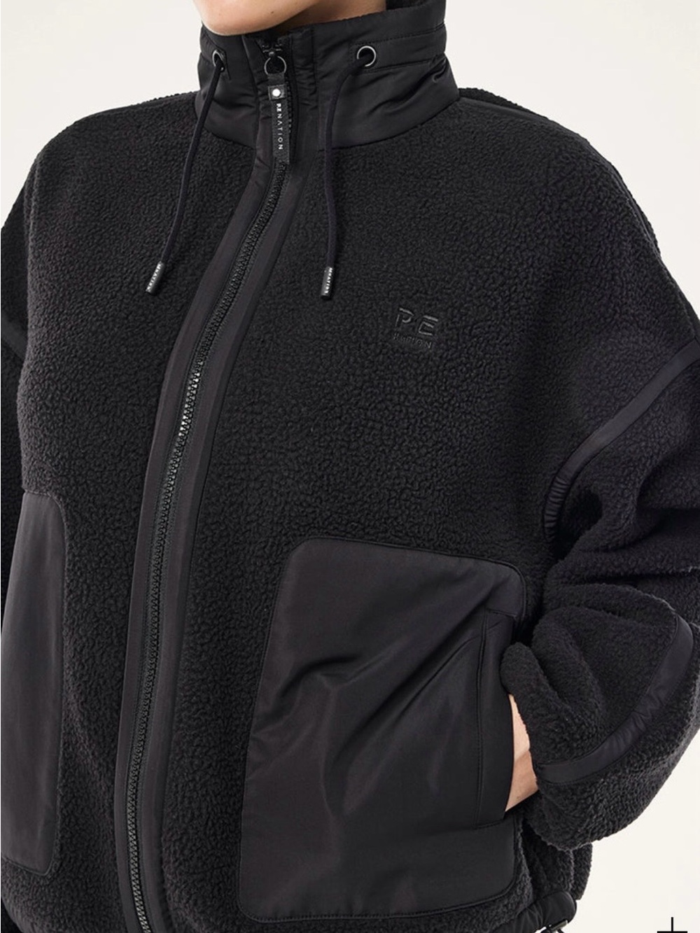 P.E Nation Lennon Sherpa Jacket In Black won’t leave up on posh long sz large - Picture 3 of 9